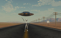 Grey Alien Hitching a Ride from a UFO Fine Art Print