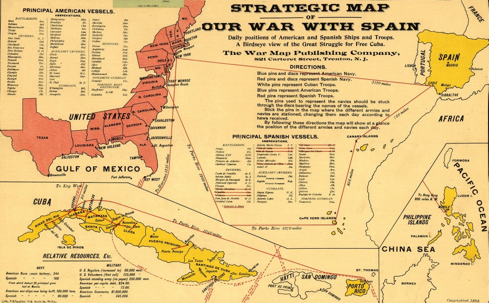 Strategic Map of Our War with Spain - 1898 Fine Art Print