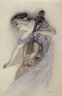 Woman Playing Cello Nostalgia Cards Fine Art Print