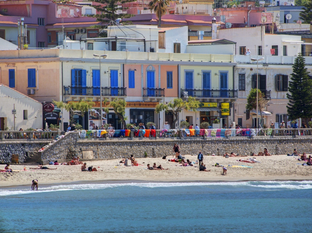 Italy, Sicily Beach at Cefalu Fine Art Print by Terry Eggers