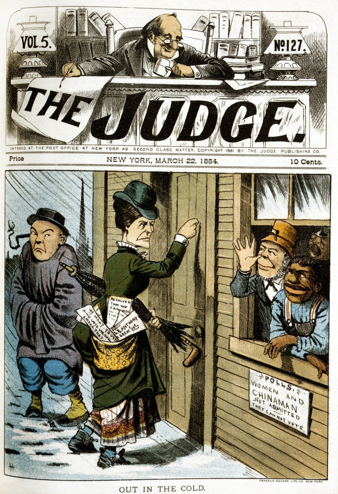 Suffrage Cartoon 1884 'Out In The Cold' Fine Art Print by Grant Hamilton