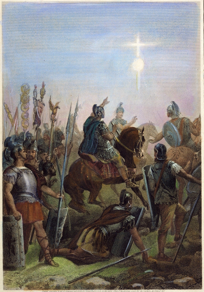 Constantine's Conversion at the Milvian Bridge - Steel Engraving Poster Print
