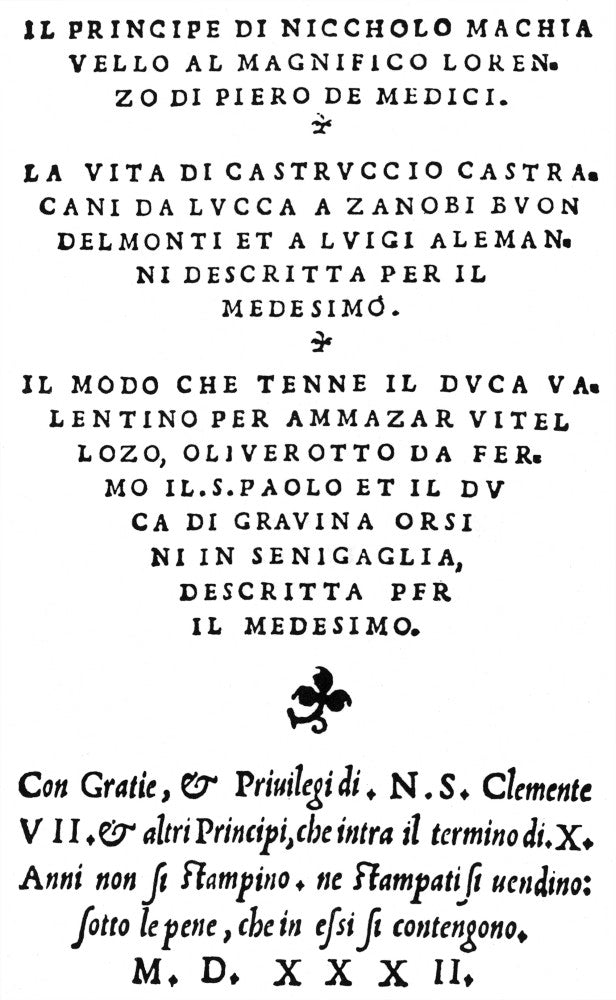 The Prince Title Page Fine Art Print by Niccolo Machiavelli