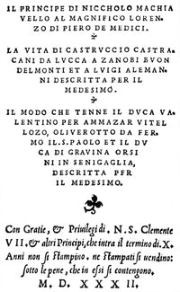 The Prince Title Page Fine Art Print by Niccolo Machiavelli