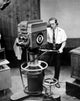 High Angle View of Cameraman with Television Camera Fine Art Print