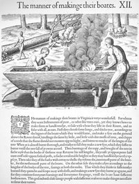 De Bry: Canoe Making Fine Art Print - Powhatan Native Americans