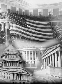 American Flag and US Supreme Court Poster Print - Washington DC