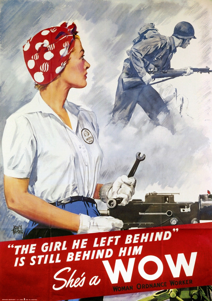 The Girl He Left Behind WWII Recruitment Poster Print