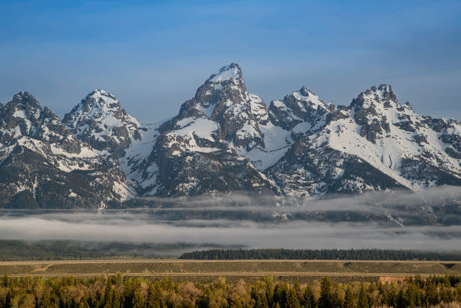 Morning Fog and Mountains at Grand Teton National Park Poster Print by Jaynes Gallery