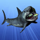 A Cenozoic Era Megalodon Devours Two Swimming Tuna Poster Print