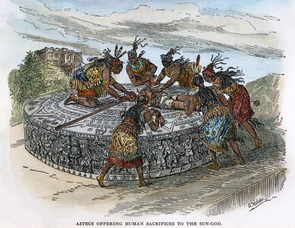 Aztec Ritual Sacrifice Fine Art Print - Late 19th Century