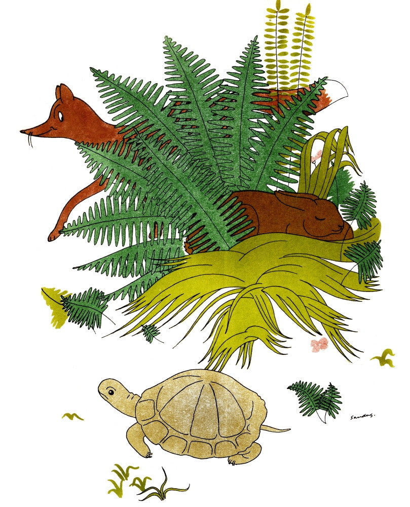 The Tortoise and The Hare Watercolor Art Print by Christopher Sanders