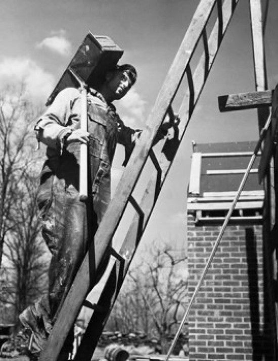 Construction Worker Carrying Bricks Fine Art Print - Low Angle View