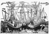 Battle of Zonchio 1499 Naval Battle Fine Art Print by Granger Collection