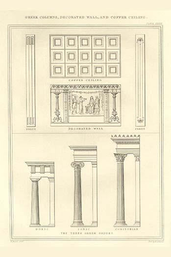 Greek Columns and Coffer Ceilings Fine Art Print by Richard Brown
