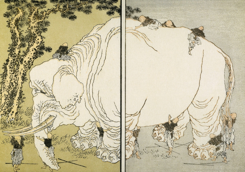 Hokusai: The Blind Men and The Elephant Japanese Woodblock Print