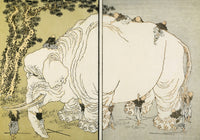 Hokusai: The Blind Men and The Elephant Japanese Woodblock Print
