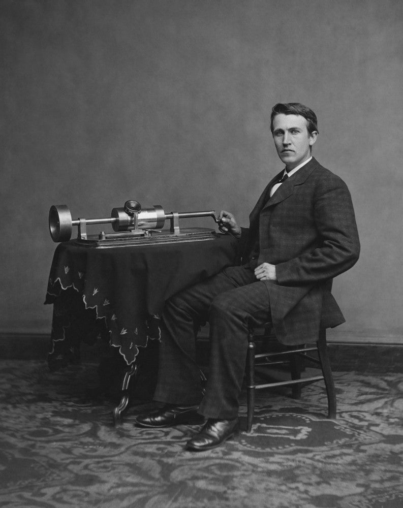 Thomas Edison with Second Phonograph Fine Art Print by John Parrot
