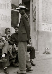 African American Boys Outside Barber Shop Fine Art Print