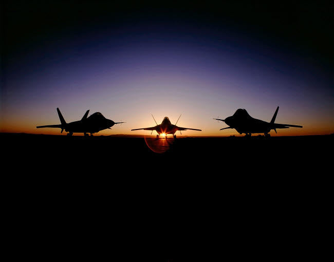Silhouette of the F-22 Raptor Fine Art Print by Stocktrek Images