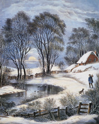 Currier & Ives Winter Moonlight Lithograph Fine Art Print