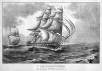 USS Constitution Engagement Lithograph Print After Edward Mueller