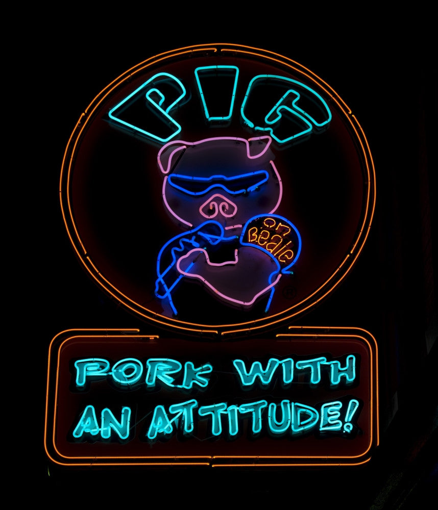 Pig Neon Sign Poster Print - Beale Street, Memphis, Tennessee