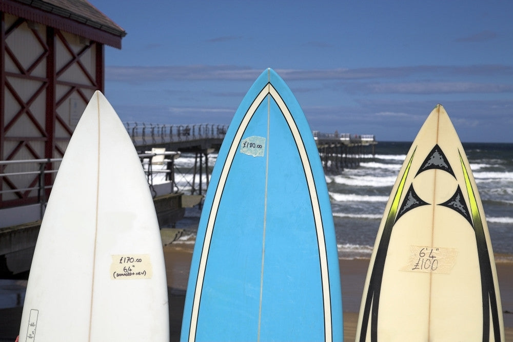 Surfboards For Sale in Saltburn, England Fine Art Print