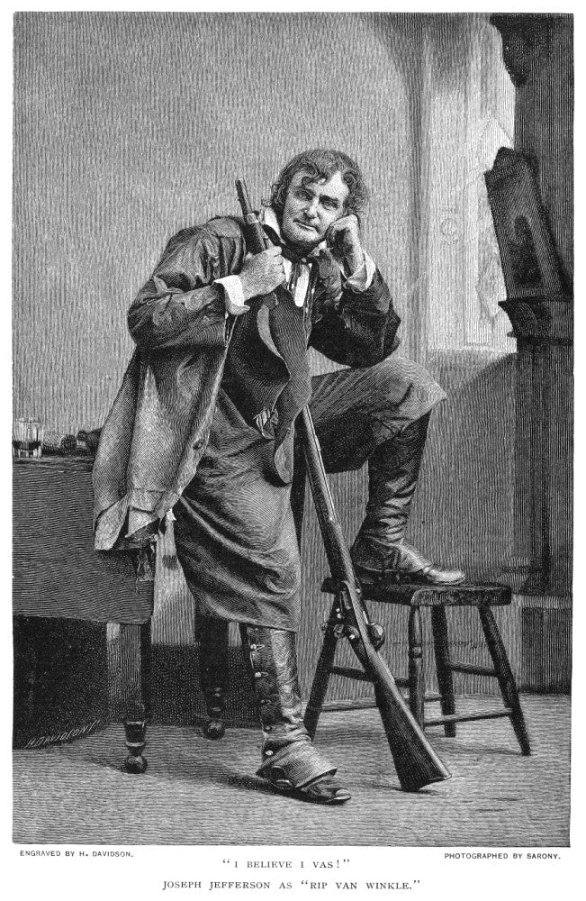 Joseph Jefferson as Rip Van Winkle Fine Art Print - Wood Engraving, 1890