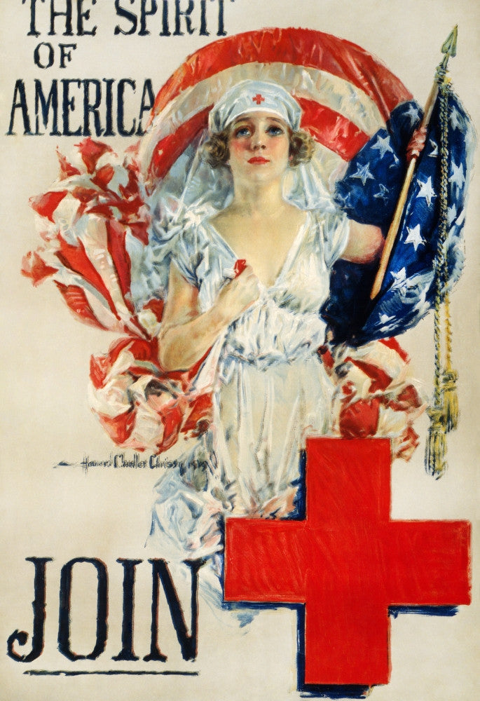 The Spirit of America World War I Era Red Cross Poster Print by Howard Chandler Christy