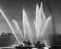 Fireboat Spraying Water in New York City Fine Art Print