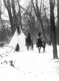 Native Americans Winter Camp Fine Art Print by Edward S. Curtis