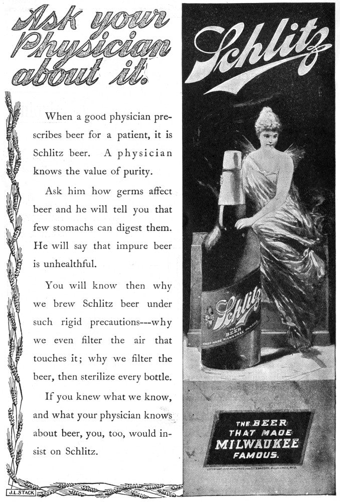 Schlitz Beer Health Benefit Advertisement Poster Print, 1900