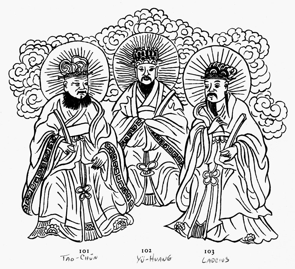 Taoist Trinity Line Drawing Print - The Three Pure Ones