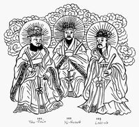 Taoist Trinity Line Drawing Print - The Three Pure Ones