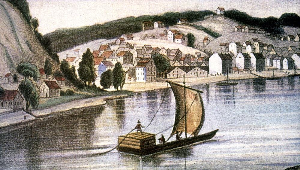 Keelboat on the Mississippi Fine Art Print - C1850 Lithograph by Henry Lewis