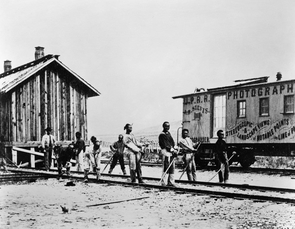Chinese Workers on the Union Pacific Railroad Fine Art Print by J.B. Silvis