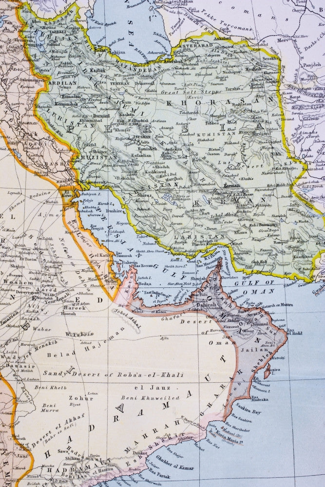 Antique Map of the Middle East - Red Sea & Persian Gulf - 1890s Fine Art Print