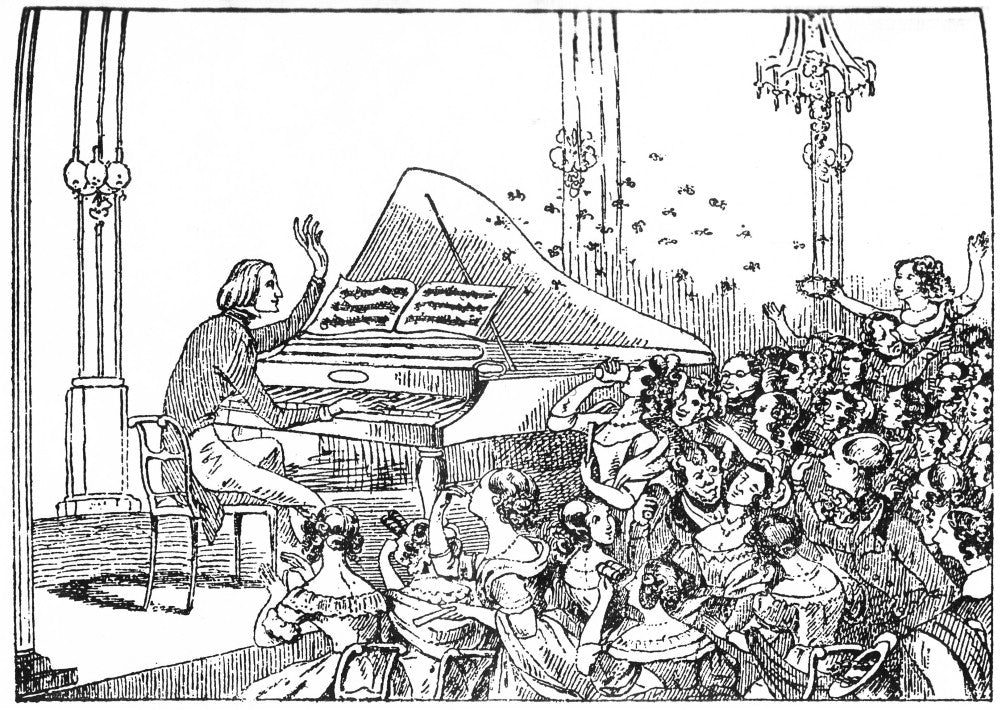 Franz Liszt and His Admirers Cartoon Art Print by Theodor Hosemann