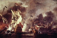 An English Ship & Barbary Pirates Fine Art Print by William Vandevelde