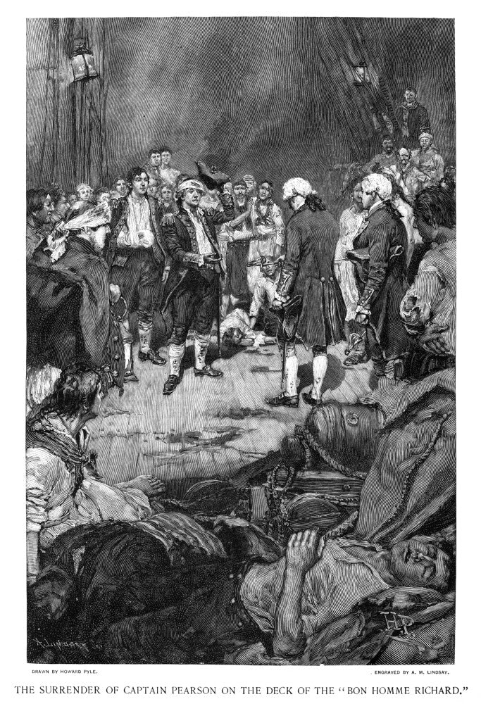 Bonhomme Richard Engagement Artwork - Wood Engraving Print