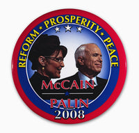 2008 Presidential Campaign Button Print featuring McCain and Palin