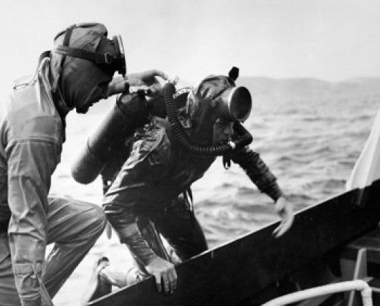 Frogmen Wearing Scuba Masks Fine Art Print