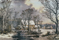 Winter in the Country: The Old Grist Mill Lithograph by Currier & Ives