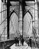 Brooklyn Bridge c. 1883 Fine Art Print - Group of People Walking