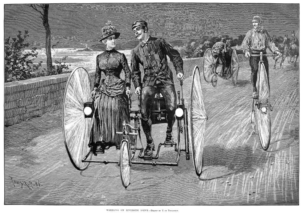 Bicycling Along Riverside Drive, 1886 Fine Art Print by Thure De Thulstrup