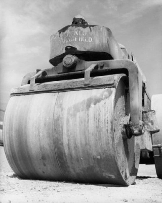 Low Angle View of a Steamroller on the Road Fine Art Print