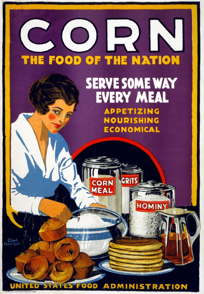 Corn - The Food of the Nation Fine Art Print by Lloyd Harrison (1918)
