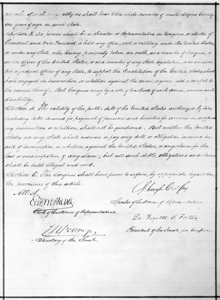 14th Amendment Fine Art Print - Second Page of the Constitution by Granger Collection