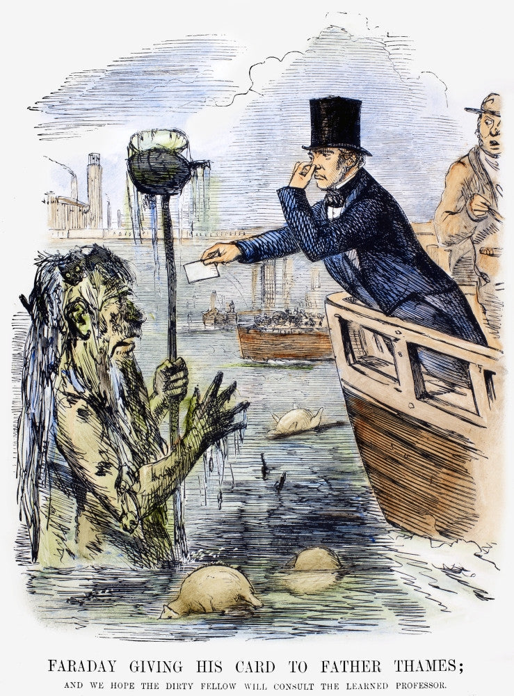 Michael Faraday Cartoon Print - Father Thames Analysis (1855)